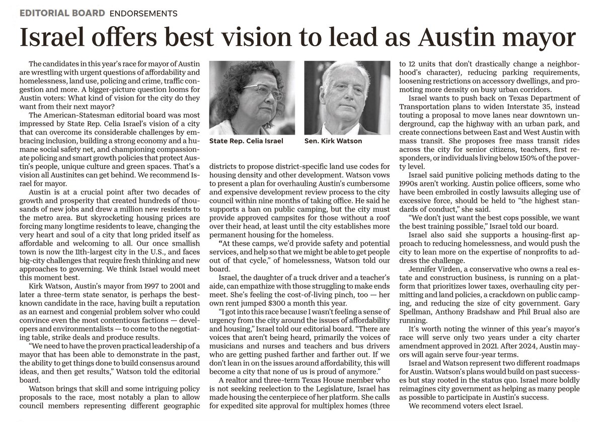 .<a href="/CeliaIsrael/">Celia Israel</a> started this campaign from day 1 for the teachers, gov workers, creatives, and all who make a city work. Worth a read. It channels the spirit of Arnold Garcia: sees beyond soundbites, brings historical context, and cares for the broader Austin that too few champion.