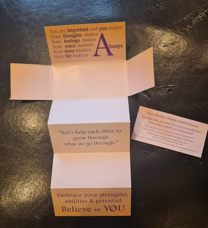 SuzieYMA's tweet photo. More You Matter Always (LOVE) connection cards arrived at last ๐๐๐ #YouMatterAlways #ConnectionCards #meaningfulreminders #showsomeoneyoucare #actionsspeaklouderthanwords #jointhedots #kindnessmatters #dontwaituntilitstoolate #visualreminders #suicideprevention https://t.co/T0EnASMGCm