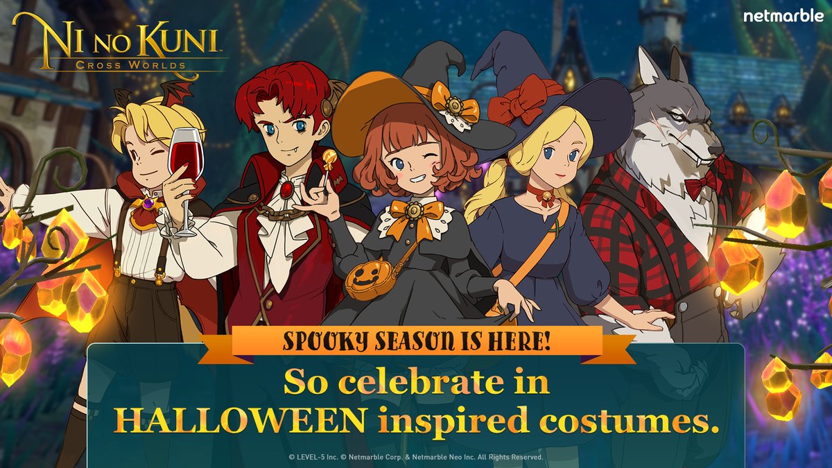Soul Divers, spooky season is here! So celebrate by dressing up in Halloween costumes. Download Ni no Kuni: Cross Worlds. mar.by/ninokunicw1