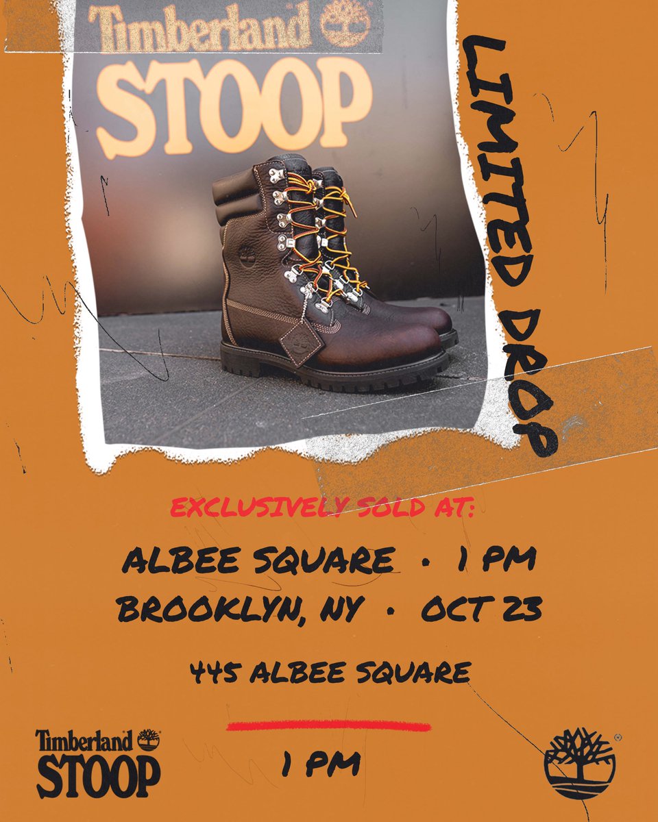 Timberland (@timberland) on Twitter photo Limited pairs available today only at #TheStoop. Doors open at 1PM. 
Credit Cards and Apple Pay Only. Limited pairs available today only at #TheStoop. Doors open at 1PM. 
Credit Cards and Apple Pay Only.
