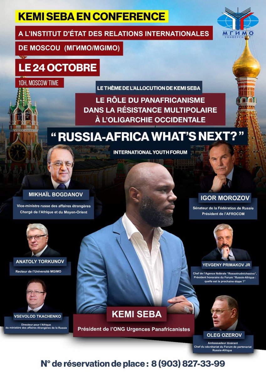 Il incombe à l’africain d’apporter sa contribution intellectuelle à ce monde multipolaire qui est à venir. C’est en ce sens que Kemi SEBA interviendra en Russie ce 24/10. Avec clarté et franchise, les choses seront dites.