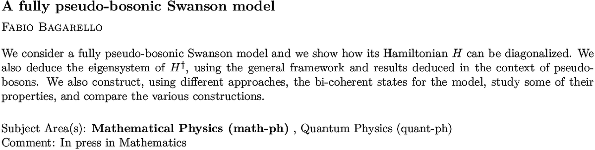 arXiv_math_ph's tweet photo. https://t.co/4jQ5W81zUx
F Bagarello
A fully pseudo-bosonic Swanson model https://t.co/f5eygOLACJ