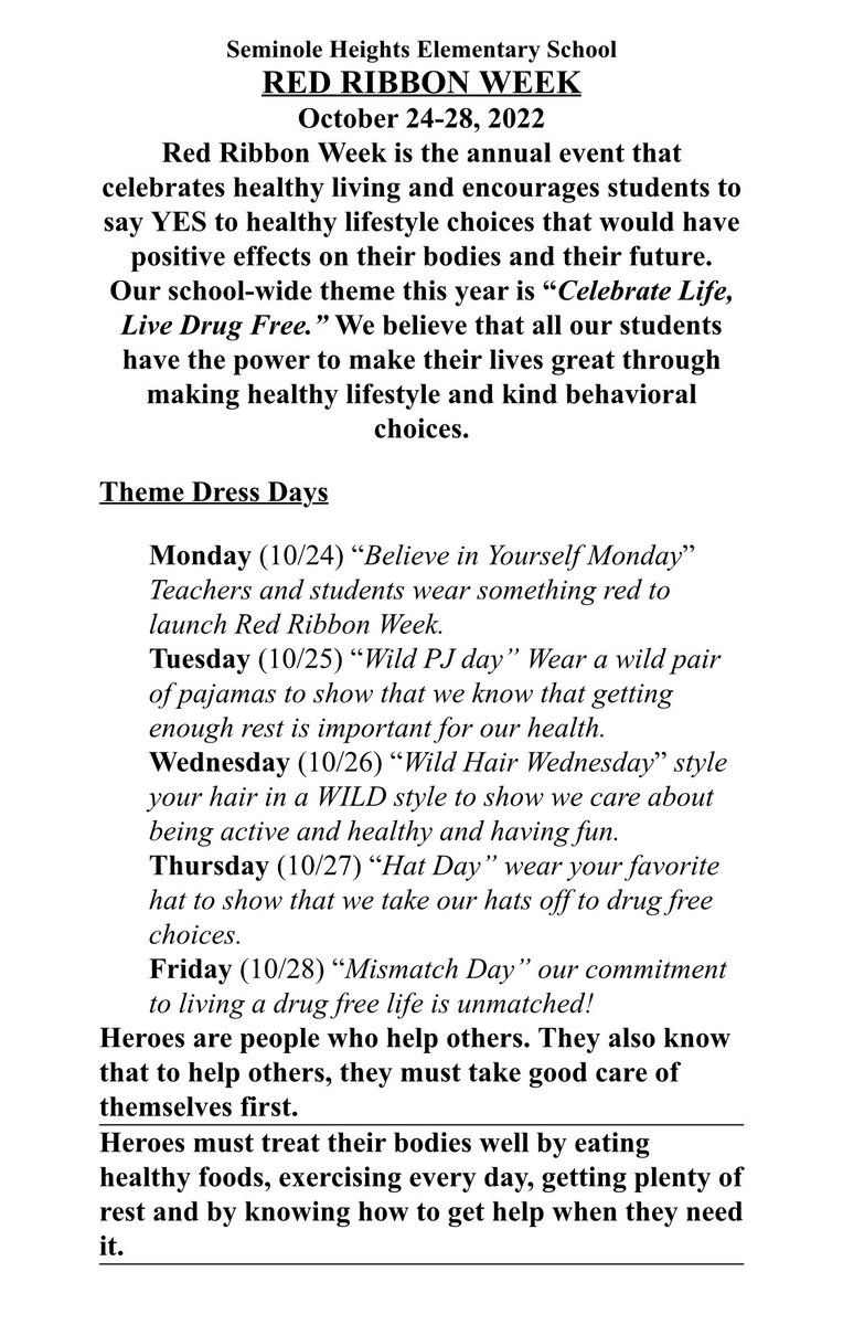 HCPSSHES's tweet photo. THIS WEEK IS RED RIBBON WEEK! https://t.co/VwKSdp2DMB