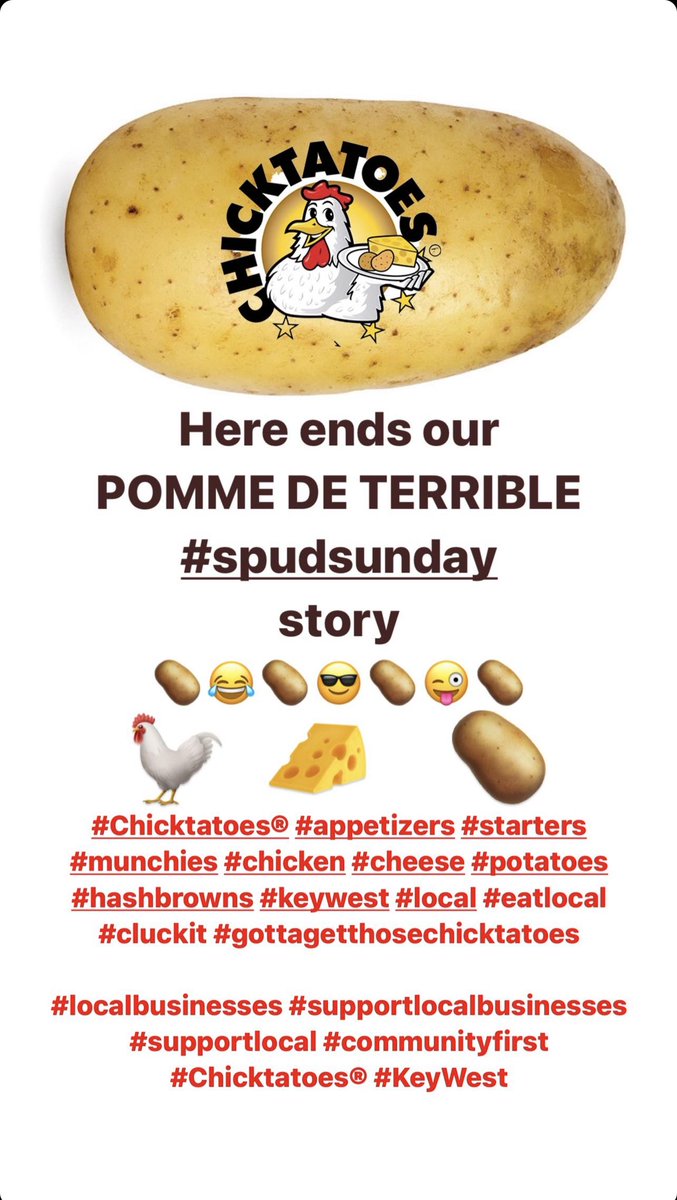 chicktatoes's tweet photo. Another #spudsunday story from Chicktatoes®!!!

#Chicktatoes® #appetizers #starters #munchies #chicken #cheese #potatoes #hashbrowns #keywest #local #eatlocal #cluckit #gottagetthosechicktatoes

#localbusinesses #supportlocalbusinesses #supportlocal #communityfirst #Chicktatoes® https://t.co/vXD5ays4Xg