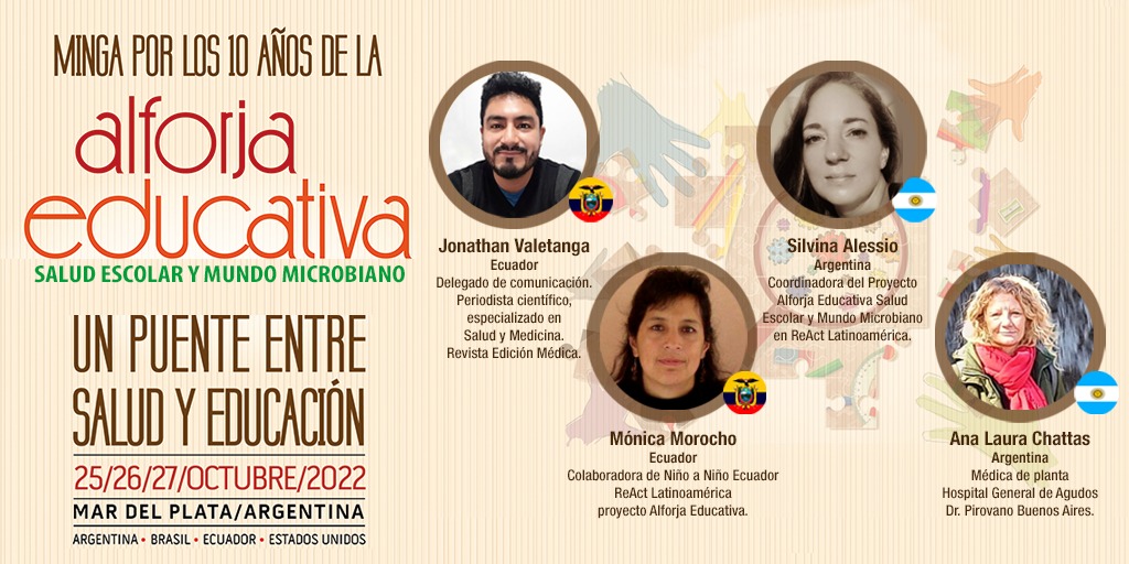 react_latina's tweet image. Expositoras que participarán en el Encuentro Internacional “Minga por los 10 años de la Alforja educativa: un puente entre salud y educación”, que se realiza este 25, 26 y 27 de octubre en la ciudad de Mar del Plata. Programación 👉bit.ly/ProgramaMingaA…
Transmisión por Fb.