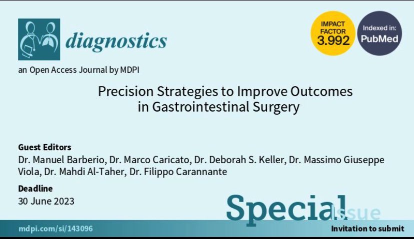 debby_keller's tweet photo. Honored to work with my @IrcadFrance @IHUStrasbourg family on a special issue of Diagnostics

🟢Precision Strategies to Improve Outcomes in GI Surgery 🟢

Submit guidelines here ➡️ https://t.co/e5V0XzOEJt

Looking forward to reading the best work on precision surgery! https://t.co/Js6JVHj5XG