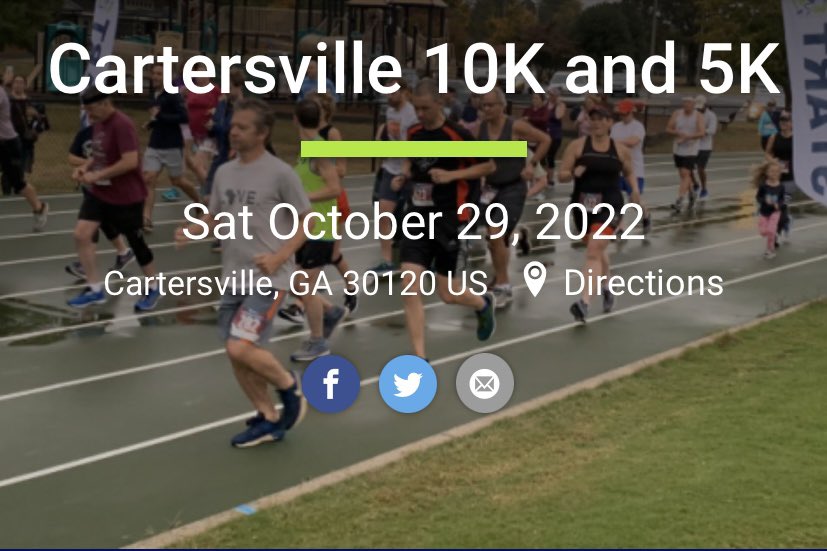 Last Day to Pre-Register to guarantee lower rate and T-shirt size!  Whatcha’ waiting on!!!  Handle your business so we can see you next Saturday! 😎.  Registration and Race Information here:  runsignup.com/Race/GA/Carter…