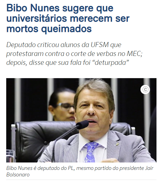 desmentindobozo's tweet photo. Nas últimas 48 horas tivemos:

- Bibo Nunes dizendo que estudantes de Santa Maria mereciam ser queimados vivos;

- Luciano Hang sugerindo demitir professores de SC pra evitar que ele pague impostos das suas lojas;

Ambos são apoiadores de Bolsonaro.
Nunca foi tão fácil escolher. https://t.co/hu5C8cxFkx