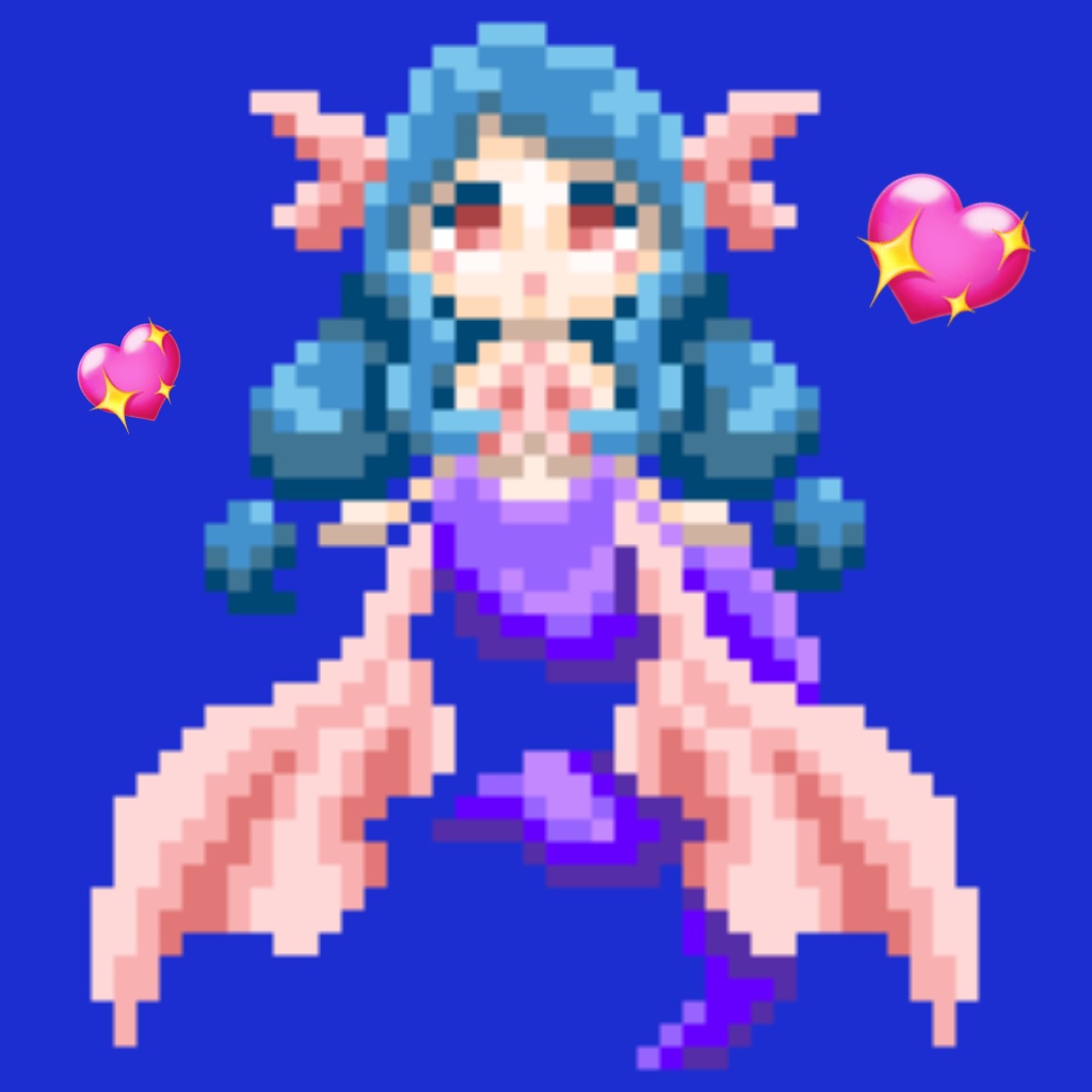 HCK0905's tweet photo. 自分なりのキャラクター作れないかなって色々やってる。。
ちょっとは形になってきたかな？
#pixelart
#ゲーム風 
#人魚 のつもり https://t.co/WcMr3HNOpO