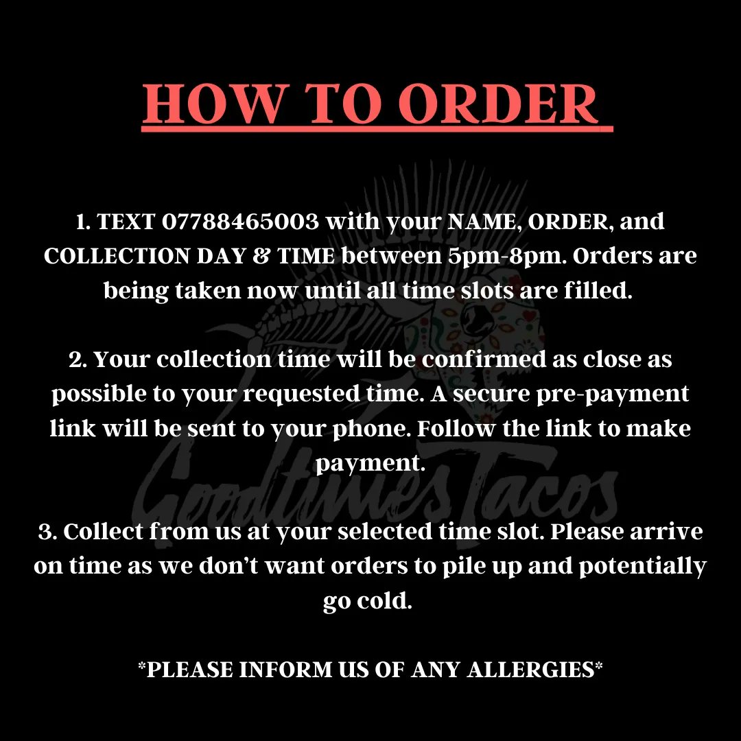 Here's the menu and pre-order info for Taco Tuesday @The_Colly

Have a great Sunday! 😀