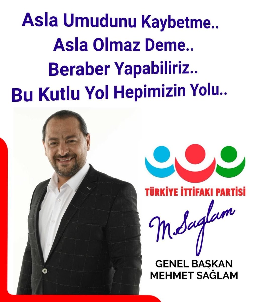 Biz hiç bir zaman umudumuzu yitirmedik.!
Aziz milletimize ve dünyaya umut olmak için bir adım öne çıkıyoruz.
Bu kutlu yolda birlikte yürümeye davet ediyorum…
turkiyeittifaki.org.tr