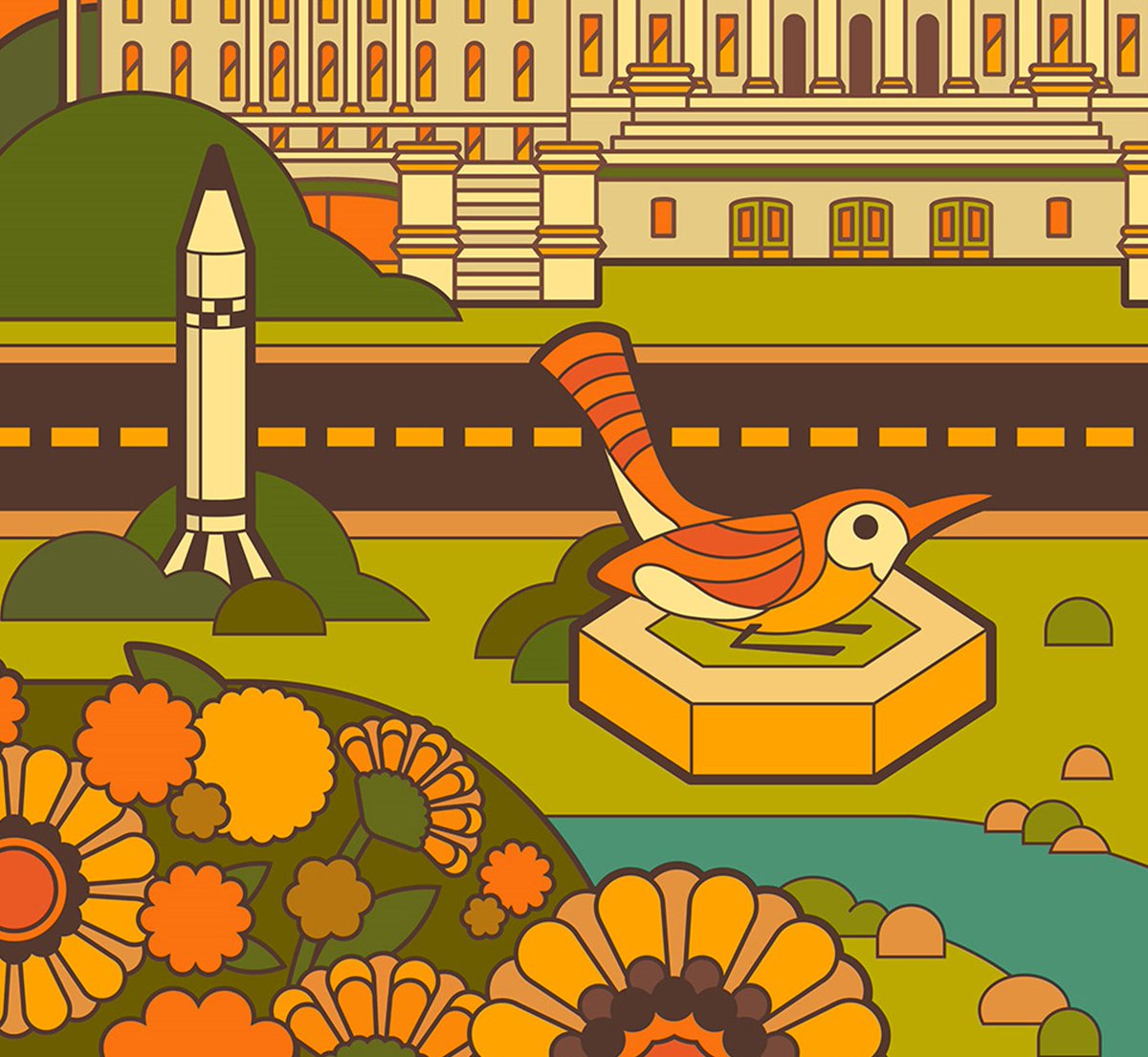 DaytripperDsgn's tweet photo. The world's largest wren statue is in Topeka and also on our Topeka, KS Landmarks Print. See full image: https://t.co/mlBHvixUe8 #TopekaKansas #TopekaArt #TopekaLandmarks #TopekaHistory https://t.co/ZUTKJMlE8N
