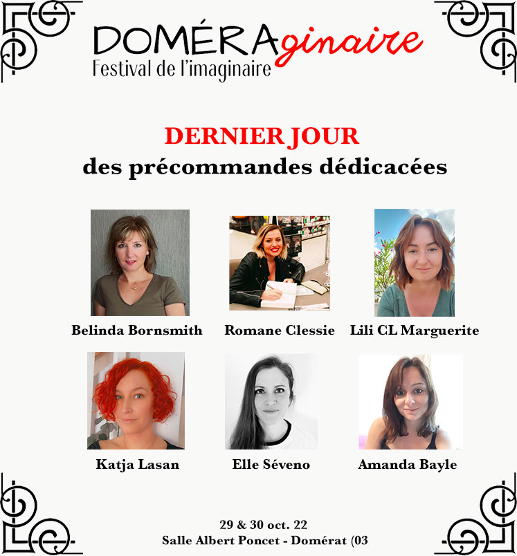 🔥⚡ DERNIER JOUR ⚡🔥

C'est le dernier jour pour faire dédicacer votre exemplaire des autrices présentes au salon Doméraginaire sur notre site.

A retirer sur notre stand ou ... nous l'envoyons chez vous !

+ d'infos ici -> cyplog.com/fr/blog/pr%C3%…