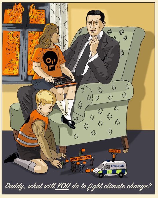 manolo_loop's tweet photo. “Papà, cosa farai tu per combattere il cambiamento climatico?”

#JustStopOil https://t.co/XFAYb6EG8j
