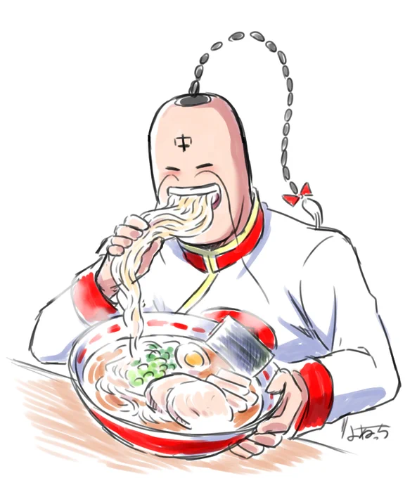 素手でラーメン食べるラーメンマン 