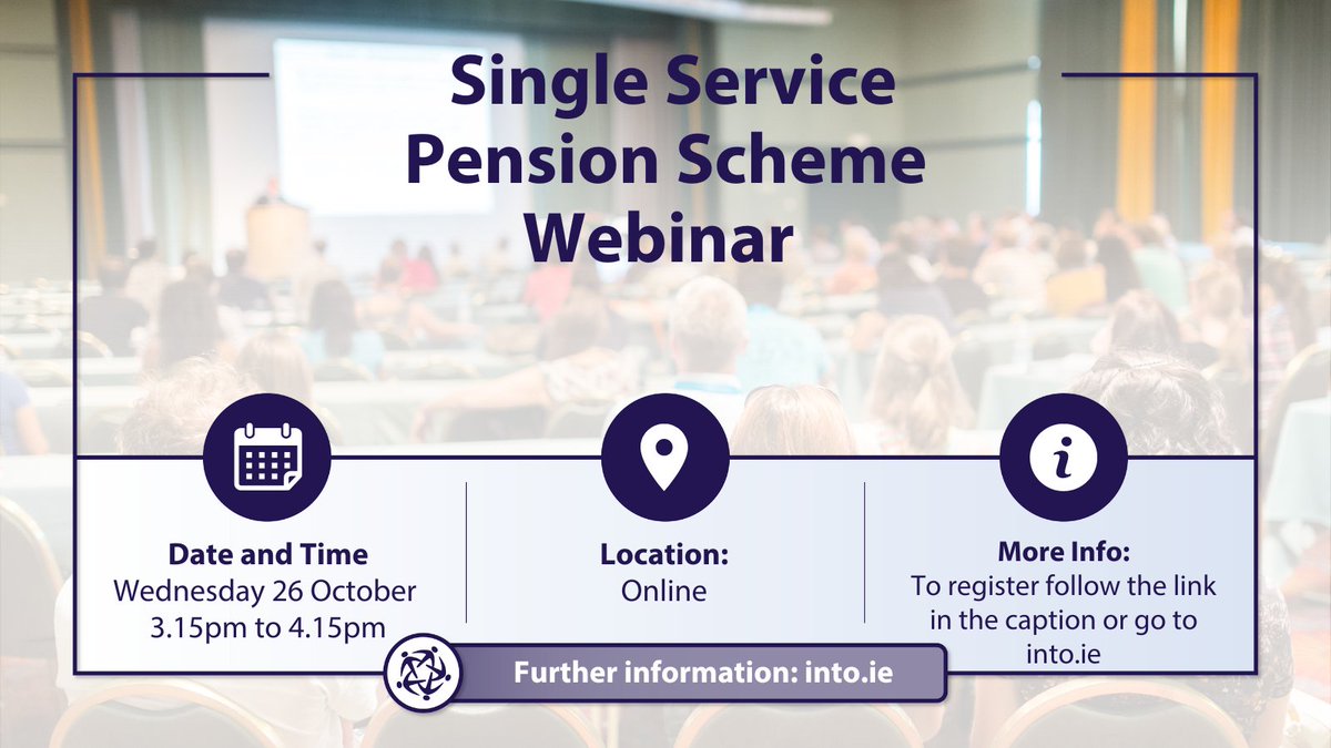 The INTO is hosting a webinar entitled Single Service Pension Scheme, on October 26, 3.15-4.15pm. This session focuses on the Single Pension Scheme and is not intended as a session on pensions generally. Register here: bit.ly/3M9LcLZ