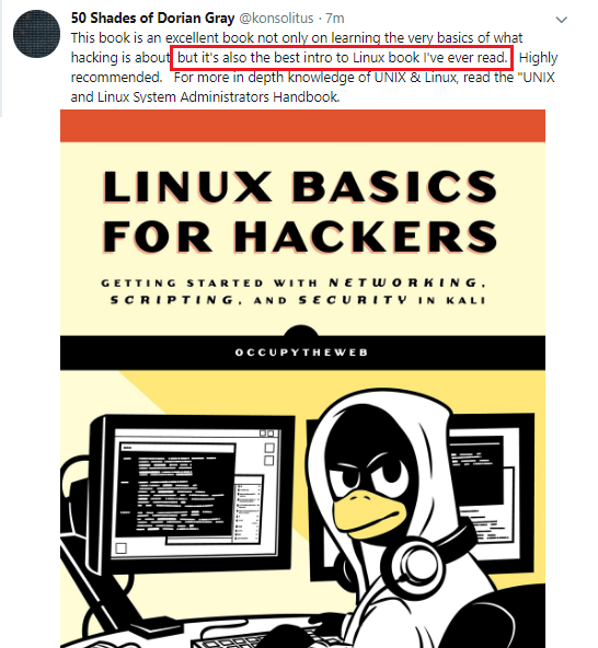 three_cube's tweet photo. Linux Basics for Hackers, Part 1: Getting Started with Linux #linux #linuxbasics #linux4hackers #infosec #cybersecurity #CyberWarrior
https://t.co/EQxuA7we0P https://t.co/2DKa8tvJcF