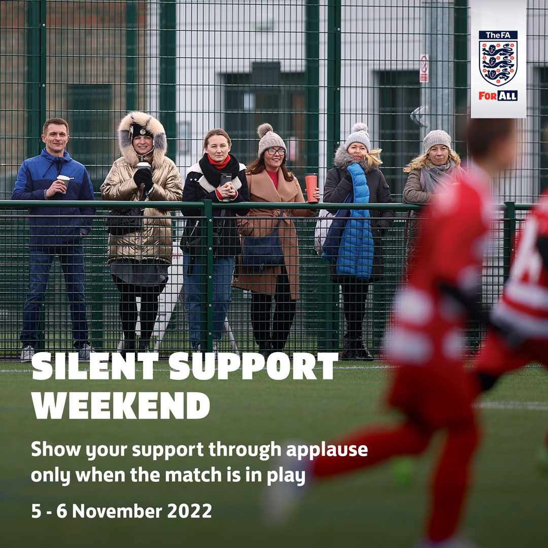 Have you ever wondered what football would be like without the noise? 🤫 Sign up to Silent Support weekend, where coaches and supporters will be encouraged to show their support through applause only. 📅 Join us on the 5 & 6 November. 🔗 bit.ly/3CF7Ico