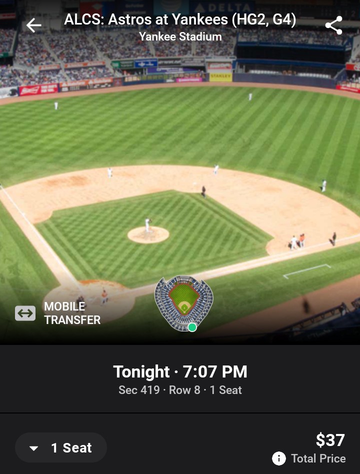 Pallilo's tweet image. Yankee fans trying to dump tix as if diving off the Titanic.