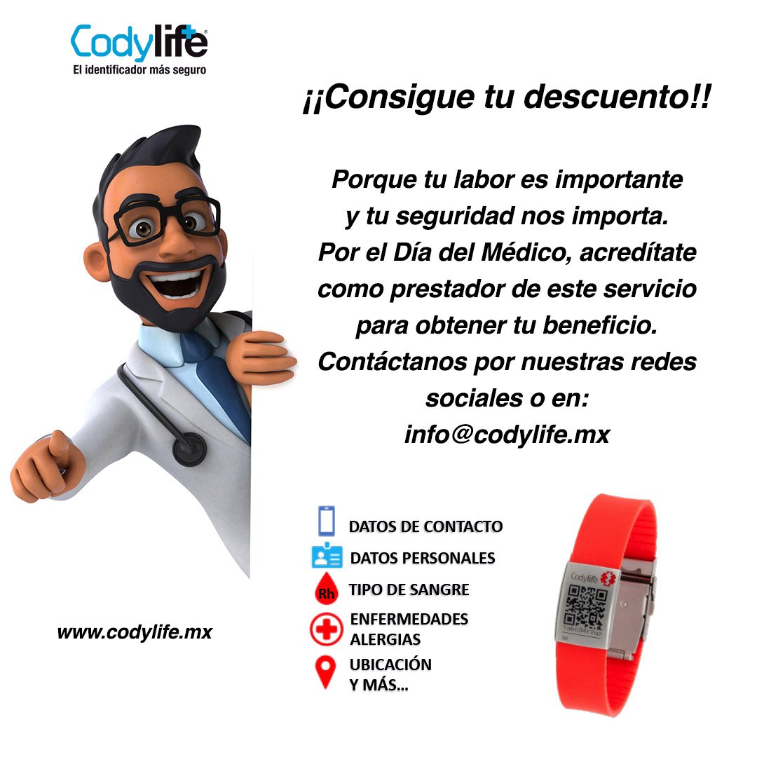 CodylifeMx's tweet photo. El 23 de octubre se celebra en México el Día del Médico y Médica⚕️👨⚕️👩⚕️
Para conocer más de Codylife visita:
https://t.co/5RfYb6uoQU
#felizdiadelmedico
#felízdíadelamédica
#diadelmedico
#diadelamedica
#médico
#medica
#medico
#medicodeurgencias
#medicinadeurgencias
#medicogeneral https://t.co/oL4AUZrFn9