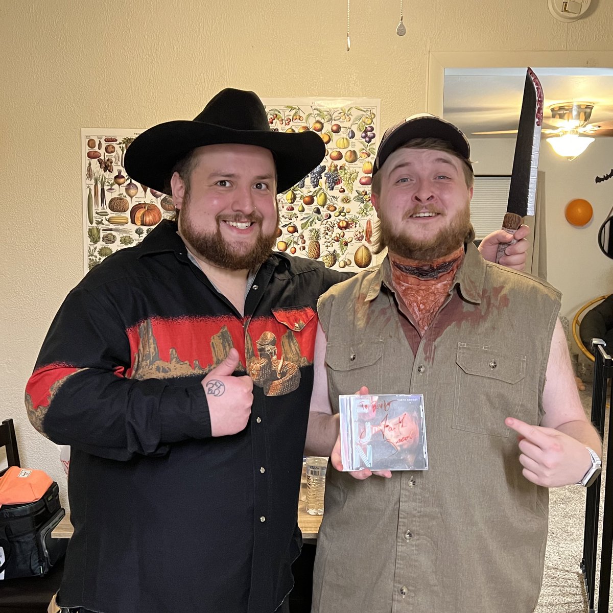 CCC300TX's tweet photo. Y’all ever go as Garth Brooks &amp; his number 1 fan for Halloween? @tomsegura @ChristinaP @YMHstudios https://t.co/SFBoHRO8iU