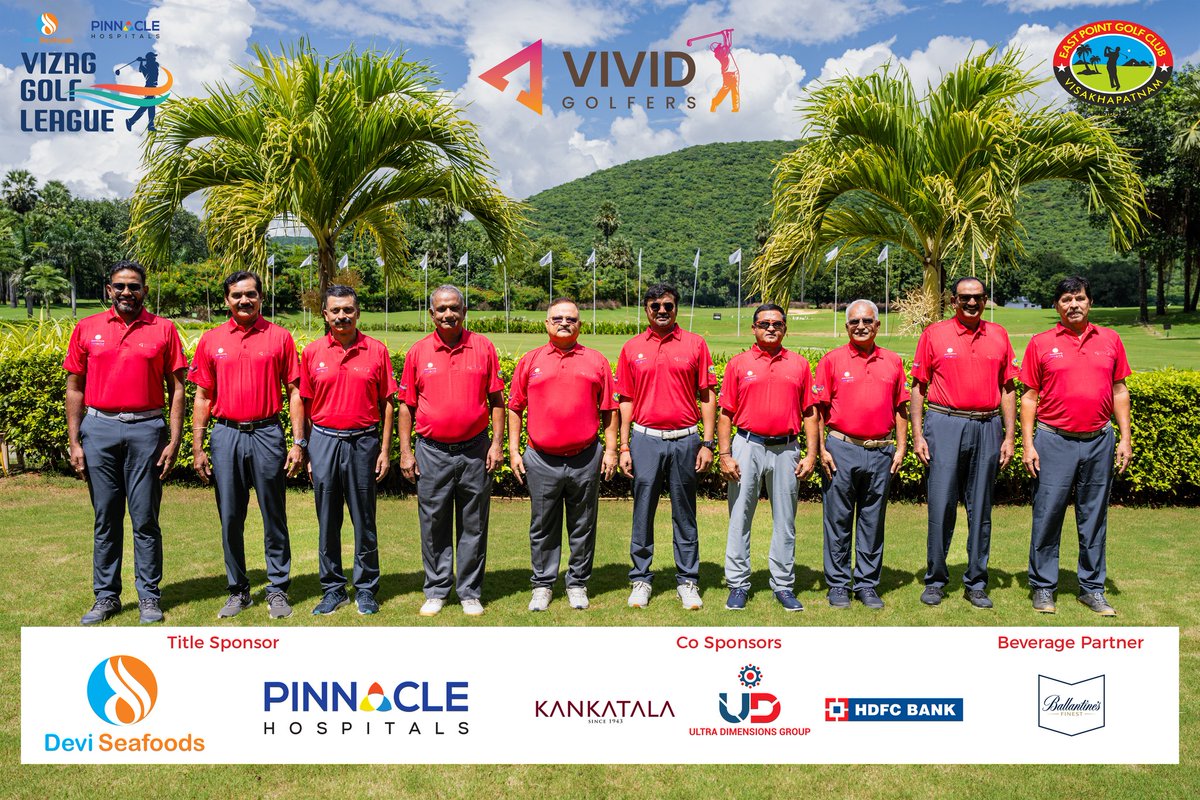 vizaggolfleague's tweet photo. Get Ready For The Intense Competition!
Team: Vivid Golfers
#Vividgolfers
Title Sponsor: 
Devi Sea Foods &amp; Pinnacle Hospitals
Co-Sponsors:
Kankatala Ultra Dimensions Group &amp; HDFC Bank
Beverage Sponsor: Ballantines
#eastpointglofclub #vizaggolfleague #vizag #visakhapatnam #glofclub https://t.co/x6oDbnS0jd
