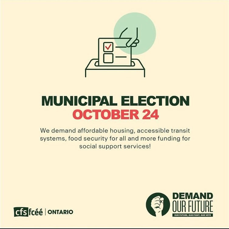 yugsa84 (@yugsa84) on Twitter photo Remember to participate and vote in the municipal elections tomorrow! 🗳
.
Slide through to see a few reasons municipal elections are so important
.
Use link in <a href="/cfson/">CFS-Ontario</a> bio to find more information on your municipality or go to ift.tt/9fLkJ6N to … instagr.am/p/CkEWV8lPoaF/ Remember to participate and vote in the municipal elections tomorrow! 🗳
.
Slide through to see a few reasons municipal elections are so important
.
Use link in <a href="/cfson/">CFS-Ontario</a> bio to find more information on your municipality or go to ift.tt/9fLkJ6N to … instagr.am/p/CkEWV8lPoaF/