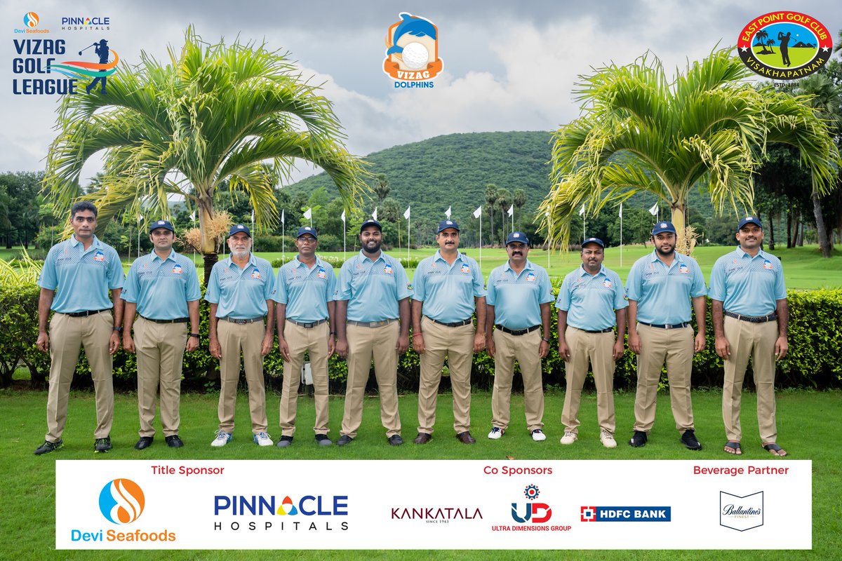 vizaggolfleague's tweet photo. Get Ready For The Intense Competition!
Team: Vizag Dolphins
#Vizagdolphins
Title Sponsor: 
Devi Sea Foods &amp; Pinnacle Hospitals
Co-Sponsors:
Kankatala Ultra Dimensions Group &amp; HDFC Bank
Beverage Sponsor: Ballantines
#eastpointglofclub #vizaggolfleague #vizag #visakhapatnam https://t.co/LRHiBamYtb