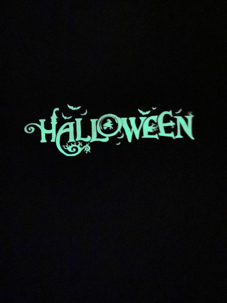 DesignBartex's tweet photo. Getting ready for a Halloween party with our glow in the dark vinyl applied to t-shirts. All designs made to order and can be personalised. #teambartex https://t.co/mFBmcPJLxX