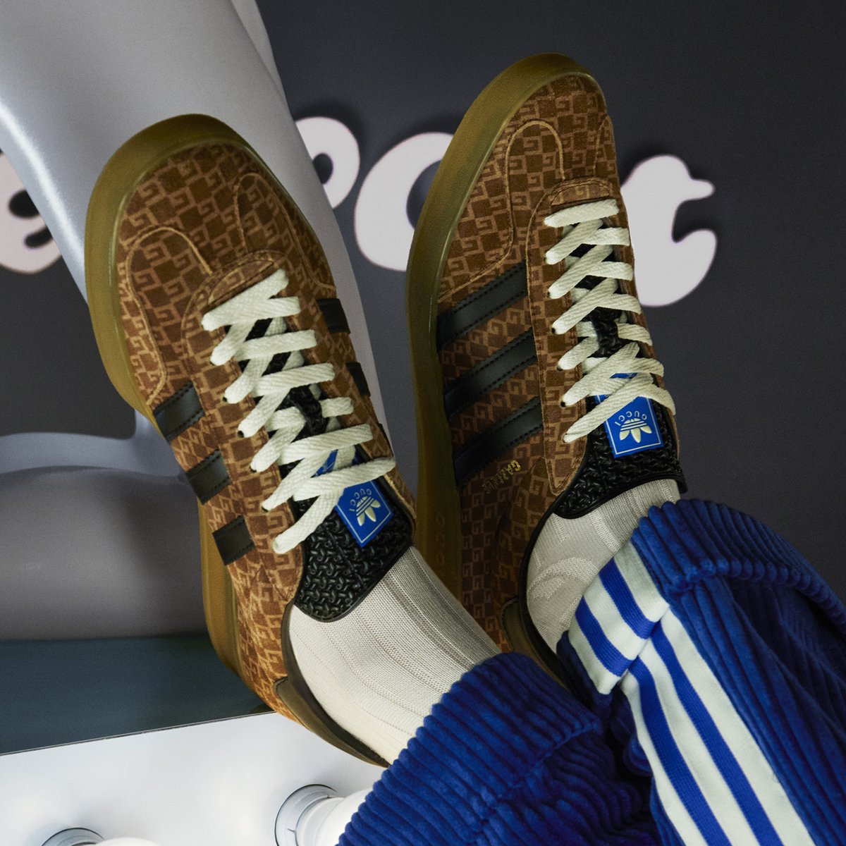 The #ExquisiteGucci collection presents a pair of #adidasxGucci Gazelles crafted in Square G monogrammed suede. Discover more on.gucci.com/TheExquisiteGu… #AlessandroMichele A CLOCKWORK ORANGE © & ™ Warner Bros. Entertainment Inc. (s22)