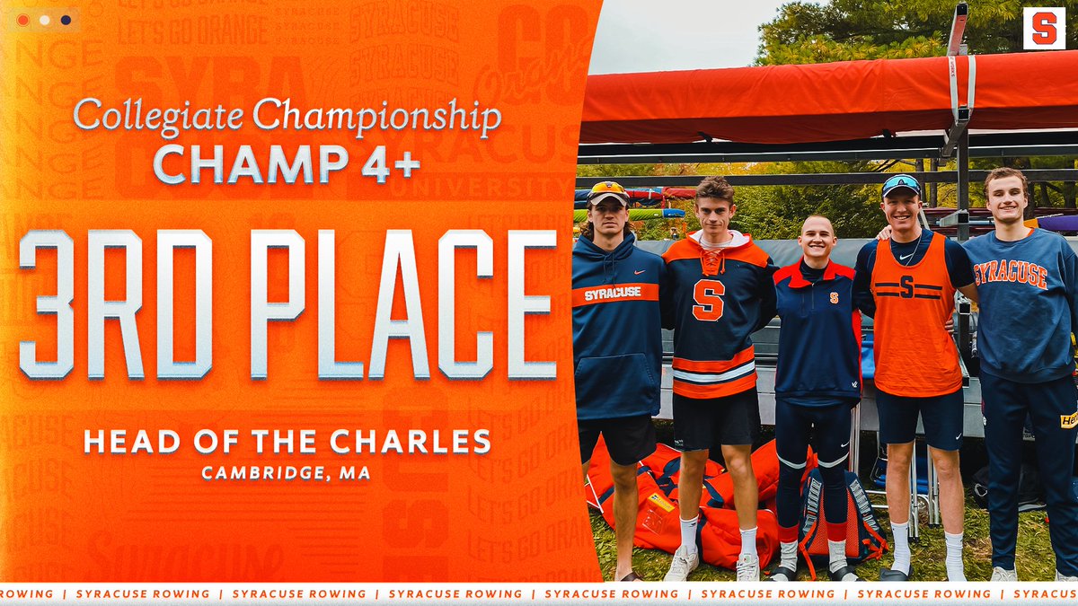 CuseMRowing's tweet photo. Third among college crews in the Men's Championship Fours. Fourth overall for the boys in Orange 🍊 https://t.co/MXqZzzLHGq