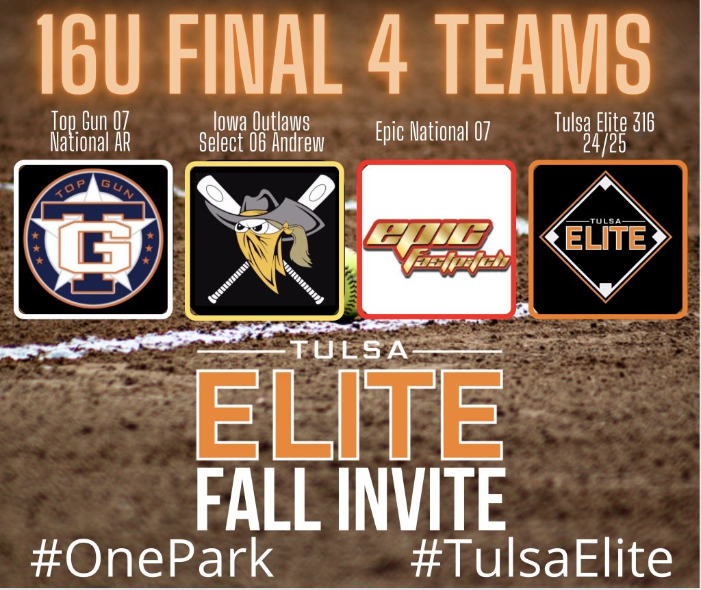 16U Final 4 Teams! @TopGun07AR vs @Iowa_06 Andrew & @epicnational07 vs @Tulsaelite316ks #TulsaElite #OnePark