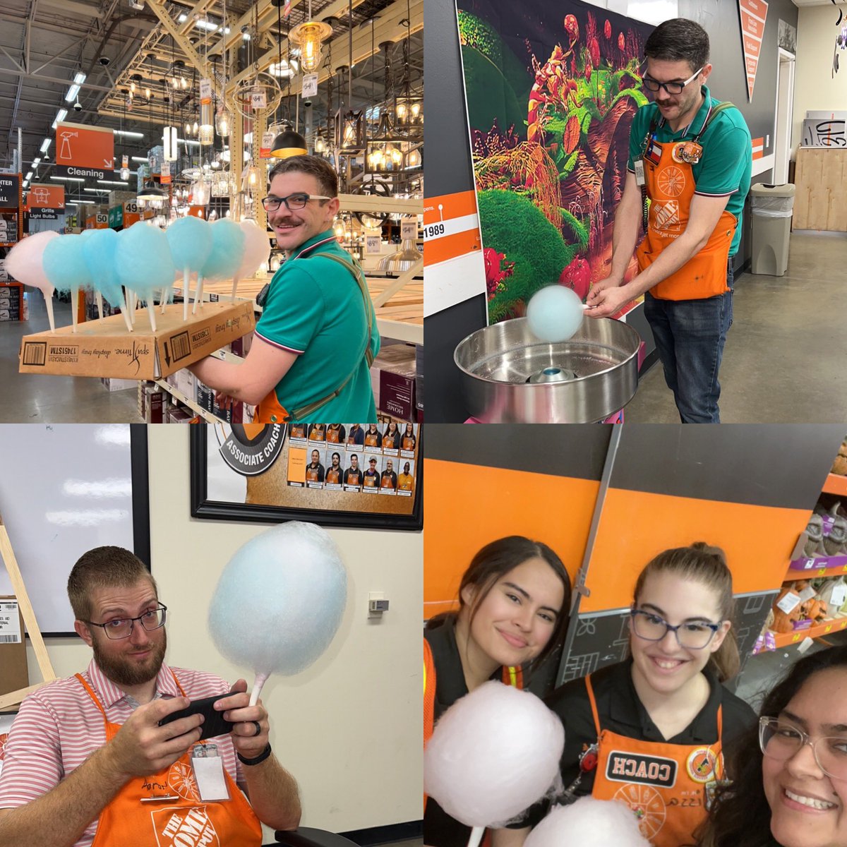 Alma_OrtaTHD's tweet photo. Sunday fun day with cotton candy π #THD6512 Always happy to celebrate associates!! @fmm425 @ChrisHa33978925 @GreggO6512 @asds6512 @THDLuisC @Ade_THD https://t.co/sdJp0Nxjaw