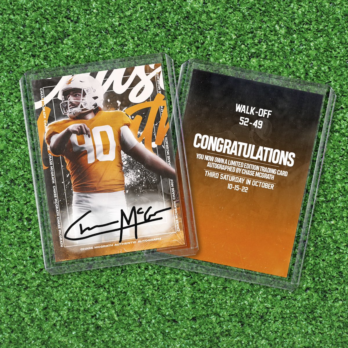 ChaseMcGrath's tweet photo. Vol Nation, I really appreciate the support I have received on Rocky Top! To commemorate the win last week, I have released trading cards. 

I will be signing all cards ordered this week!

Part of the proceeds will go to East TN Children’s Hospital. #GBO

https://t.co/PJvUZbsCyx https://t.co/cqpB14QxmE