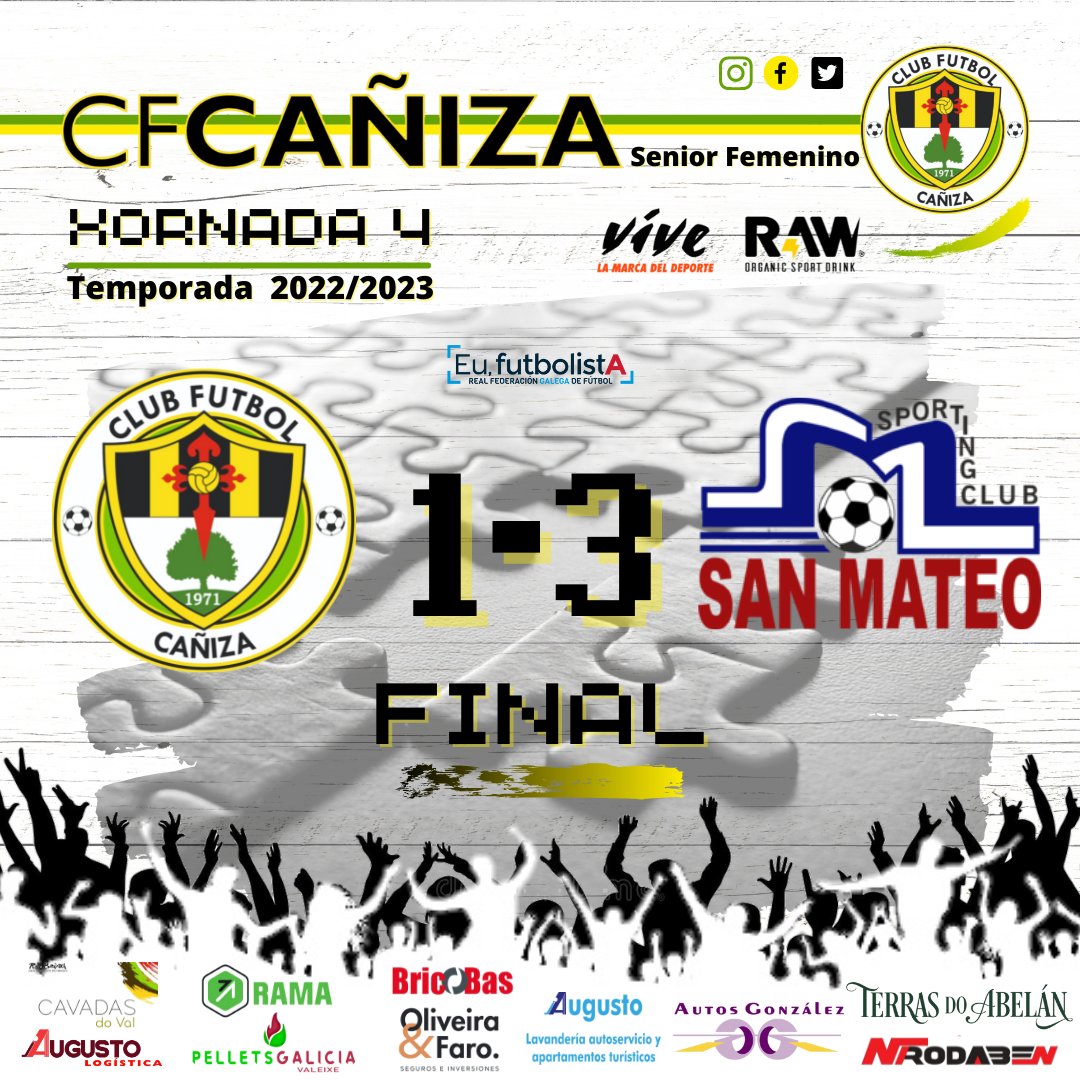 𝐗𝐎𝐑𝐍𝐀𝐃𝐀 𝟒 🔚

Derrota 1-3❌

⚽ Nati

Tarde gris hoxe en Augas Ferreas ☔💪🏼

𝔾ℝ𝔸ℤ𝔸𝕊 𝔸𝔽𝕀ℂ𝕀𝕆ℕ 🫶🏽🙌🏻

𝑬𝒔𝒇𝒐𝒓𝒛𝒐, 𝑺𝒐𝒍𝒊𝒅𝒂𝒓𝒊𝒆𝒅𝒂𝒅𝒆, 𝑹𝒆𝒔𝒑𝒆𝒕𝒐 

💛🖤💚🤍

#cfc #cfcañiza #augasferreas #construindoxuntos