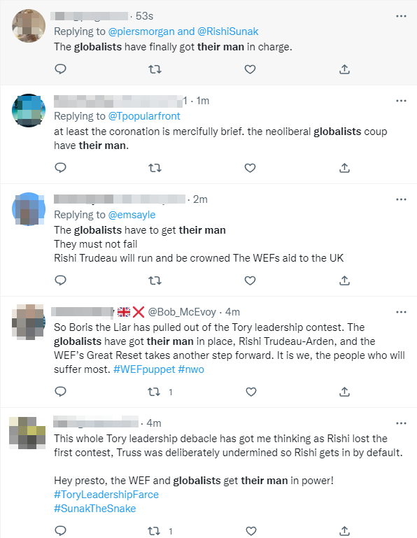 ariehkovler's tweet photo. Expect to see more of this sort of discourse on the British Right. Sunak is supposedly a "globalist", installed by Klaus Schwab and the World Economic Forum to block the true will of the people. https://t.co/5CDfq8knIT
