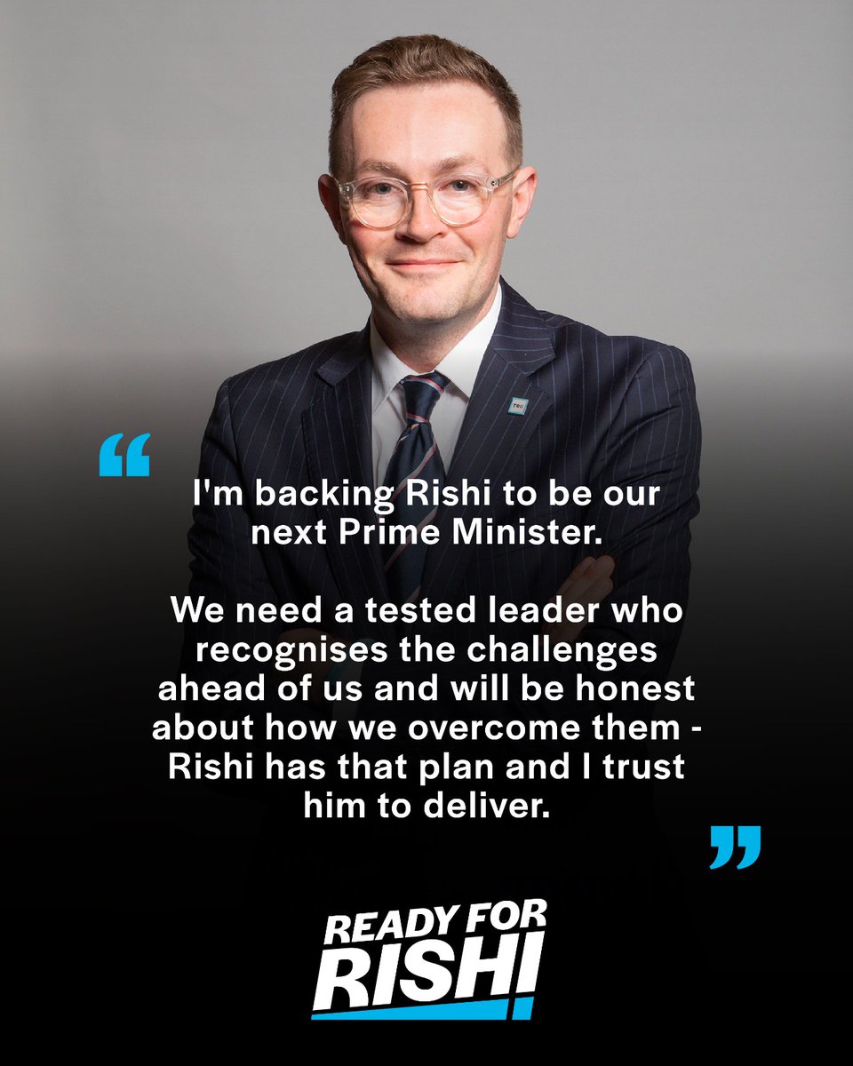 ToryMemo82's tweet photo. Tomorrow our party faces a choice - I was proud to back @RishiSunak in the leadership contest this summer because he was being truthful about the challenges ahead and had a realistic plan to tackle them.

He'll have my vote again, tomorrow. https://t.co/FjBWXXd5io