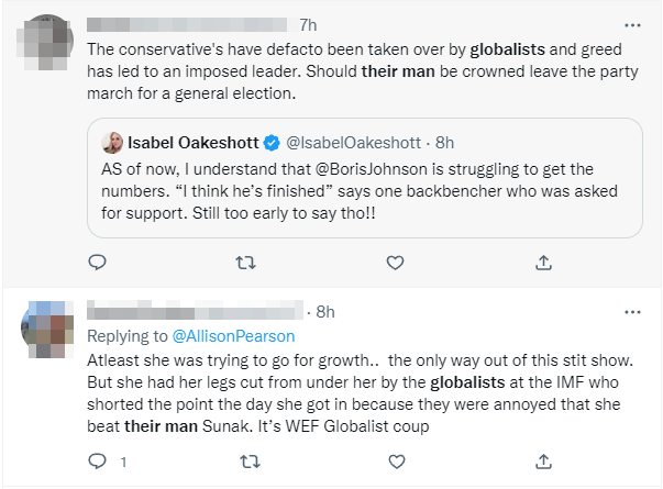 ariehkovler's tweet photo. Expect to see more of this sort of discourse on the British Right. Sunak is supposedly a "globalist", installed by Klaus Schwab and the World Economic Forum to block the true will of the people. https://t.co/5CDfq8knIT