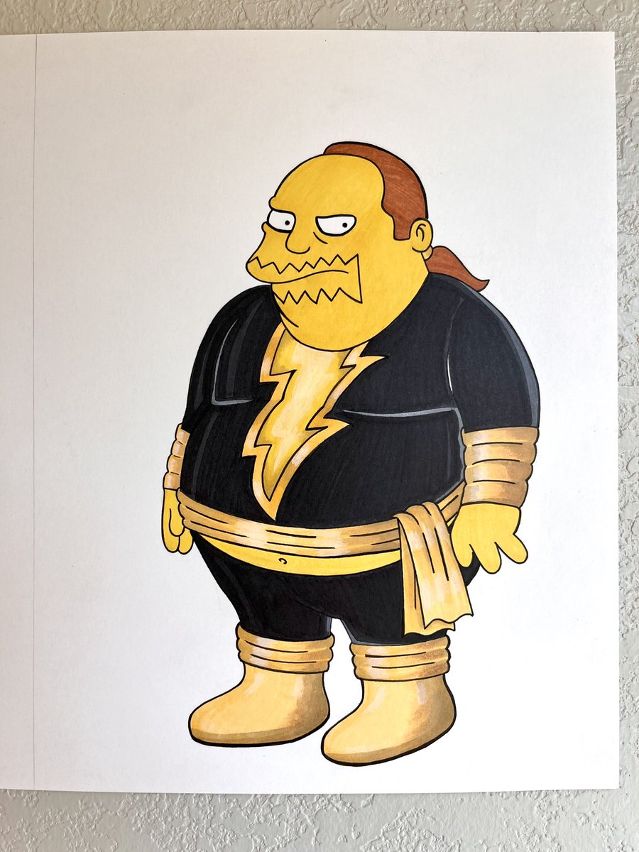menchacaart's tweet photo. Finished this drawing/mashup of #comicbookguy &amp; #blackadam  #TheSimpsons #DCU #fanart https://t.co/3wmlJvsPMb