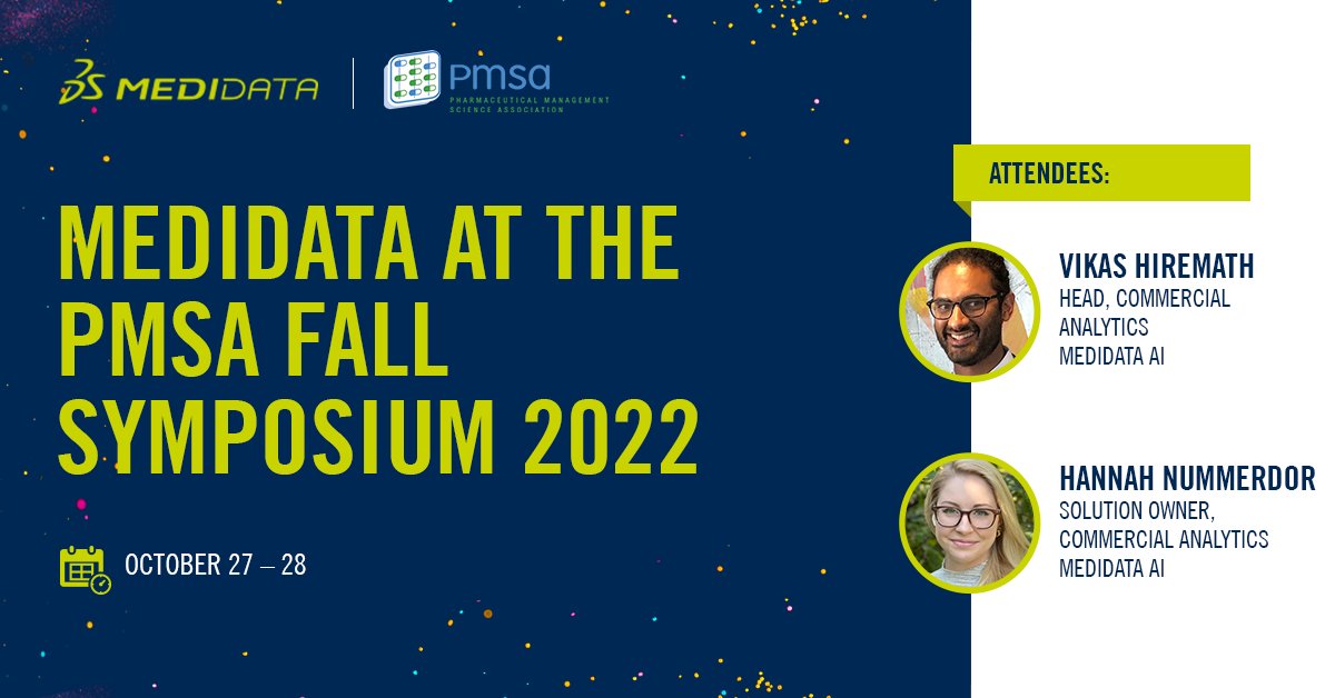 damckie's tweet photo. My colleagues Vikas Hiremath & Hannah Nummerdor are attending @PMSAnet's #FallSymposium! Join them in #LasVegas to discover the power of @Medidata AI's Commercial Data Solutions (CDS) offering. Sign up: https://t.co/u6PTXlqZpo
#AI #DataAnalytics #CommercialAnalytics https://t.co/pDQa6qSrw8