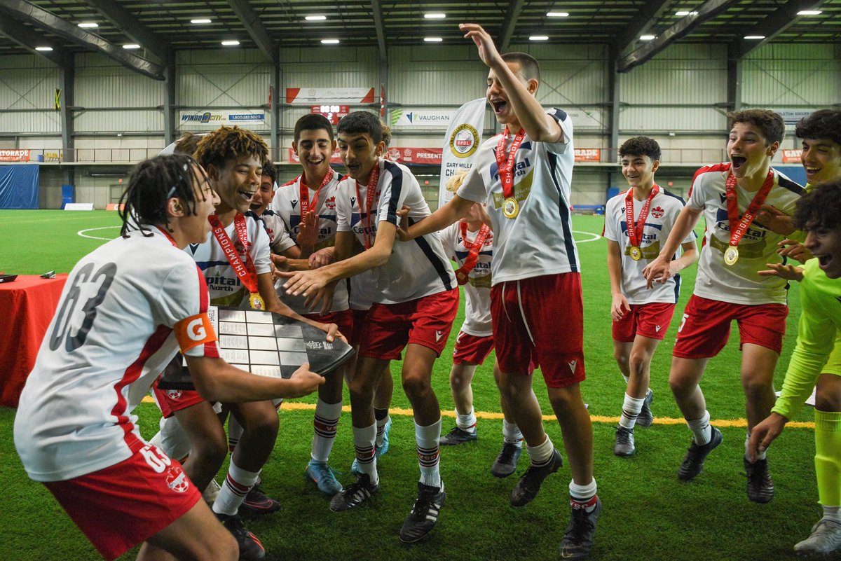Congrats to <a href="/vaughansoccercl/">Vaughan Soccer Club</a> who capture the 2022 Boys U14 G.M. Charity Shield with a 3-1 win over Woodbridge.

Shout out to @woodbridgesc who battled all game which lead to an extremely highly entertaining game. Best of luck next year.

For more, visit: ontariosoccer.net/2022-gmcs-matc…