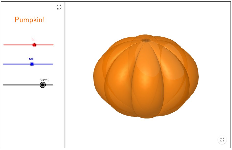 It's pumpkin season, and it's always 3D season! Create your own pumpkin in 3D using this resource by Simona Riva: bit.ly/3eNTFrY #GGBSpookySunday #GGBhalloween 🎃