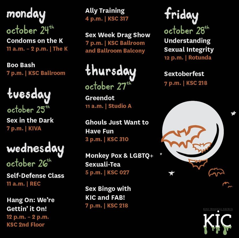 CSIKent's tweet photo. Join @KentInterhall for Sex Week 2022 beginning Monday, October 24  🎃 For more info, visit: https://t.co/HOzOQc8MDF https://t.co/ZilY7PN9Up