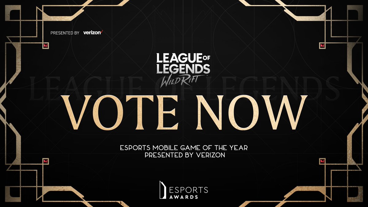 Your finalist @wildrift is up for the Esports Mobile Game of the Year award presented by @Verizon. But will they have your support? ✅Vote now: esportsawards.com/mobile-game/#m… 📅 Secure your tickets: esportsawards.com/esports-awards… Esports Awards 2022 - December 13th | Resorts World Las Vegas