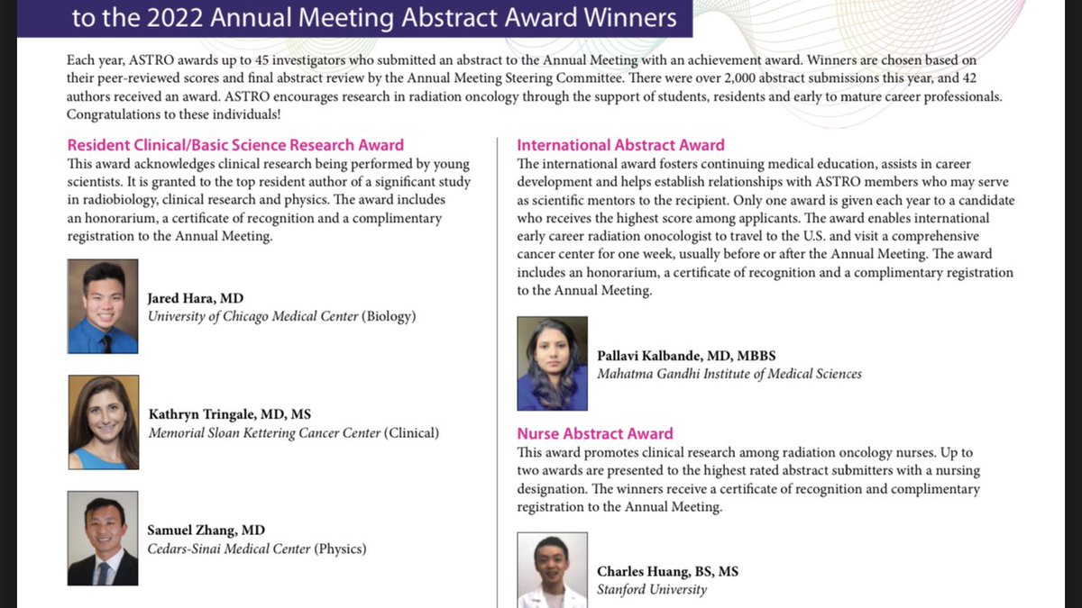 Dear friends at #ASTRO22 On behalf of the @OncoAlert 🚨network, Our heartfelt congratulations to the @ASTRO_org abstract award winners🏆 ‼️ Kudos🙌