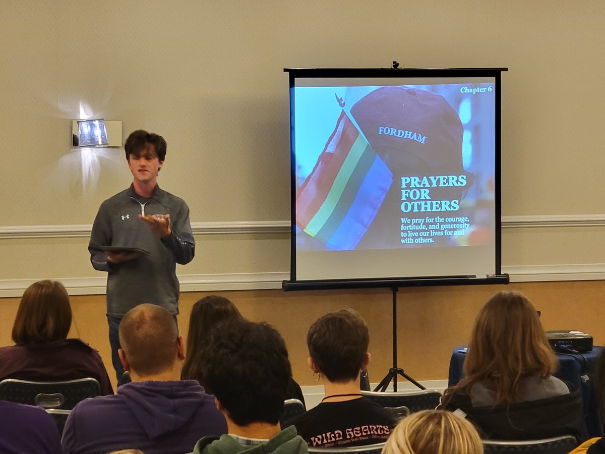 TheJesuitPost's tweet photo. "Trust in God's plan to make you queer and bring you on this spiritual quest. Even when we feel lost and unsure, the desire to seek God is God's love."

Ben Reilly, student @FordhamNYC, talks about queer prayer at #IFTJ. https://t.co/SchnyVX6Jj