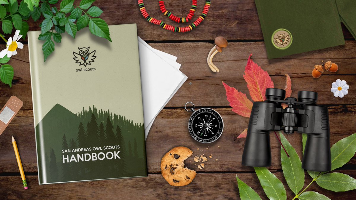 sidequestbri's tweet photo. preview of some park ranger stuff I'm working on for @New_Day_RP - we're starting up a scout troop!! i'm having fun making this lil handbook, designing all the badges and such has been super fun 🥰 #rangershit #GTARP https://t.co/XaI8g2eRWe