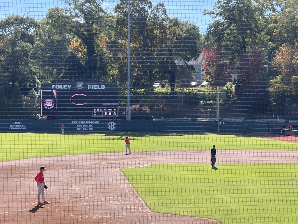 dce7's tweet image. Great day for baseball. Scoreboard at Foley is already in midseason form.