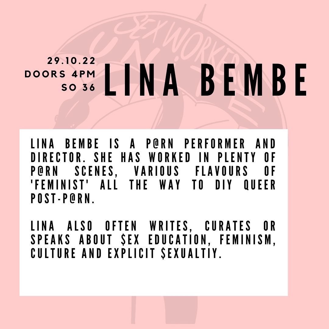 …more announcements! This time: <a href="/linabembe/">Lina Bembe</a> 💓
.
Joining our panel as part of <a href="/PFFBerlin/">Pornfilmfestival Berlin</a> <a href="/so36berlin/">SO36</a> - see you there, friends.
.
All info via the link in our bio #berlin #panel #workersrights #unionise