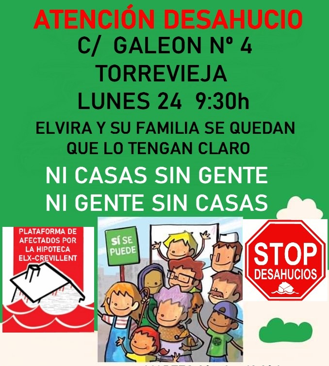 Mañana tenemos que ser much@s para evitar que esta familia con dos hijos menores se queden en la calle, por la INEFICACIA TOTAL DE LOS <a href="/SERVICIOS/">servicios</a> SOCIALES DE TORREVIEJA
Esta Familia entra en el RDL escudo Social y no debe ser DESAHUCIADA, pues hay prorroga hasta el 31/12/2022